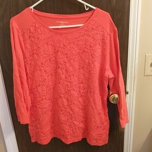 Womens coral lace front top